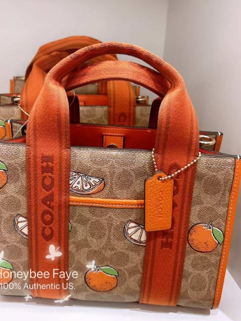 Coach Smith Tote Bag 24 In Signature With Orange Print CAR81